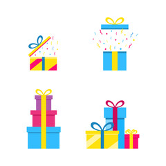 set of colorful gifts on a white background