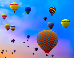 Hot air balloon Summer Sunset Landscape