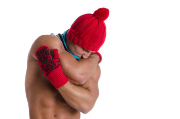 Young attractive guy. Winter and loneliness.