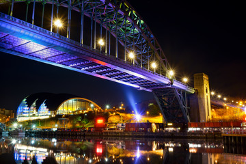 Fototapeta na wymiar Newcastle Gateshead Quayside at Night
