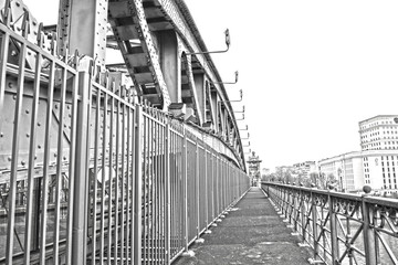 The Andreevsky (Pushkin) pedestrian bridge in Moscow city, Russia `