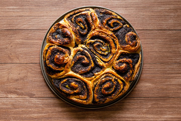 Poppy seed cake in the shape of a rosette. Traditional Polish cake for Christmas