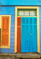 colorful window with shutters in La Boca, Buenos Aires
