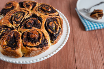 Poppy seed cake in the shape of a rosette. Traditional Polish cake for Christmas