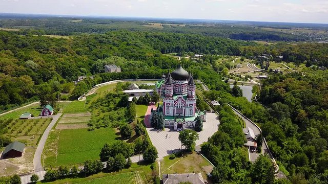 aerial view of Panteleimon's convent in Feofania, Panteleimon monastery in Kyiv, Aerial view of St. Panteleimon's Cathedral in Kiev