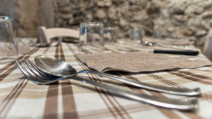 Table ready by typical italian restaurant