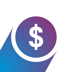 Fototapeta premium Money Icon Flat Style Dollar Round Symbol Vector