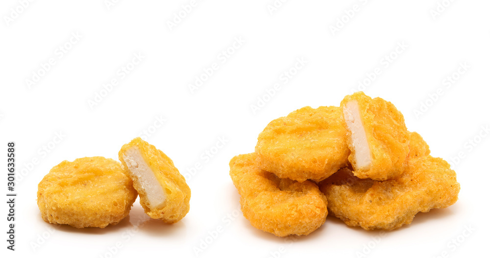 Wall mural chicken nuggets isolated on white background