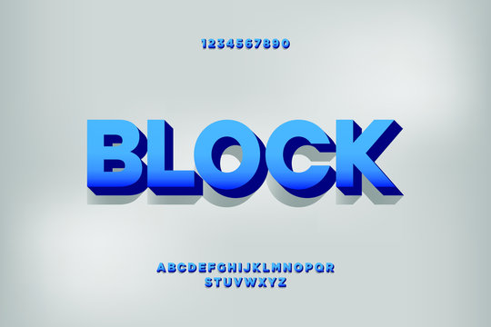 Block Alphabet 3d Bold Sans Serif Font Vector Design