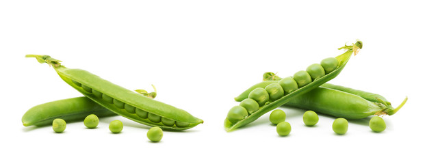 fresh green peas isolated on a white background