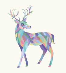 Colorful vector illustration of a deer on a light background.