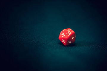 20 sided red die for games 