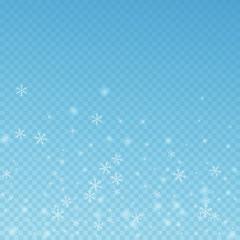 Fototapeta premium Sparse glowing snow Christmas background. Subtle f
