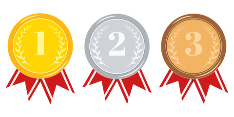 Medal set isolated on white background golden, silver, bronze medal isolated on white background.