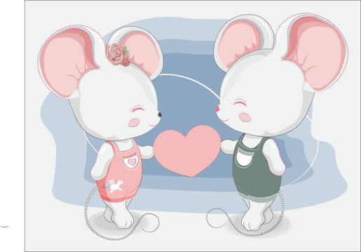 couple little mice in love