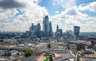 City of London view, business, banking and office area. London, UK 