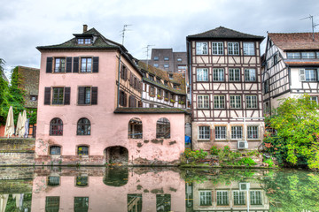 Fototapeta na wymiar Canal scene in Strasbourg, France