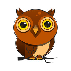 Cartoon Owl With Big Eyes Illustration For Kids Wildlife