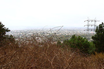 Los Angeles, detail view of Kenneth Hahn State Recreation Area. Is a State Park unit of California in the Baldwin Hills Mountains of Los Angeles