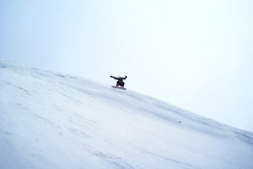 Naklejka na ściany i meble Extremely snowboarder's big jump - Apatity mountain
