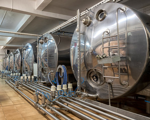 equipment at the plant for the production of condensed milk.