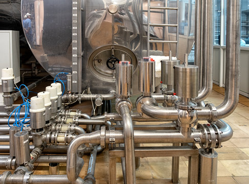 equipment at the plant for the production of condensed milk.