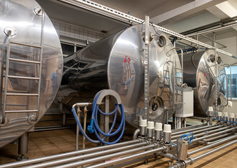 equipment at the plant for the production of condensed milk.