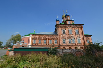 Transfiguration Cathedral in Usolye and the round porch-rotunda at the entrance - view from the...