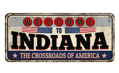 Fototapeta premium Welcome to Indiana vintage rusty metal sign