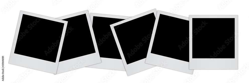 Poster Group empty black photo frame with shadows - stock vector