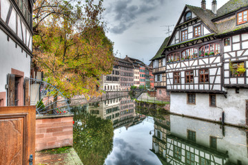 Canal with buildings in strasbourg, France