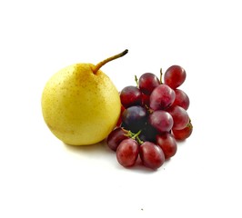 Pears and grapes, white background insulated
