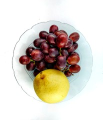 Pears and grapes, white background insulated