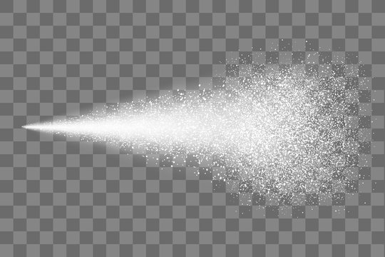 Water spray mist of atomizer or smoke, paint dust particles. Modern spray effect on transparent background – vector
