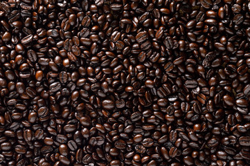 Dark roasted coffee beans