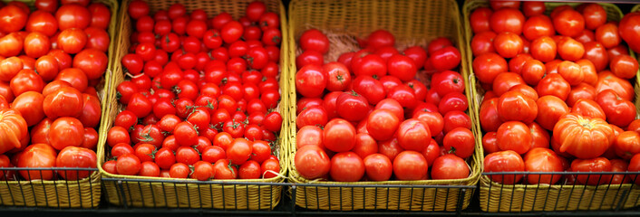 Market, tomatoes in the vegetable department