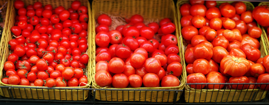 Market, tomatoes in the vegetable department