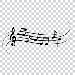 Music notes, musical design element, isolated, vector illustration.