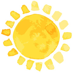 Yellow ink shiny sun watercolor vector illustration - 301652368