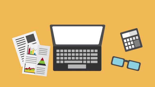 statistics documents with laptop computer