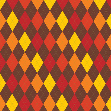 Retro Thanksgiving Fall Argyle Pattern In Vector Format.