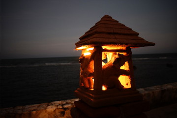 Sunset seaside beach lighthouse 