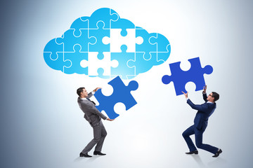 Concept of cloud computing with jigsaw puzzle