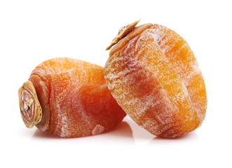 dried persimmon on white background 