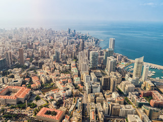 Fototapeta premium Aerial View of Beirut Lebanon, City of Beirut, Beirut city scape