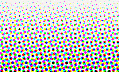 Vector halftone gradient pattern. Pop art colorful halftone glitch background.