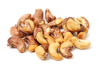 cashew nuts on white background 