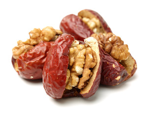 Jujube walnut on white background