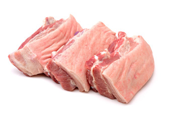 Pork belly on white background