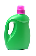 Plastic detergent container on white background